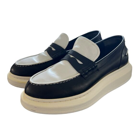ALEXANDER MCQUEEN Two Tone Leather Loafers Black White Size 39 - Picture 5 of 12